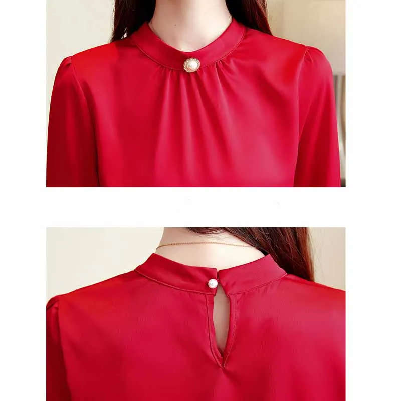 Модные однотонные топы с круглым вырезом размера плюс 2020 женские блузки длинным