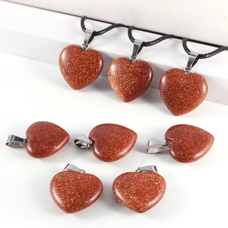 

2021 Trendy Natural Stone Pendant Necklace 50pcs 20mm Gold Sand Women Men Gift Charm For Making