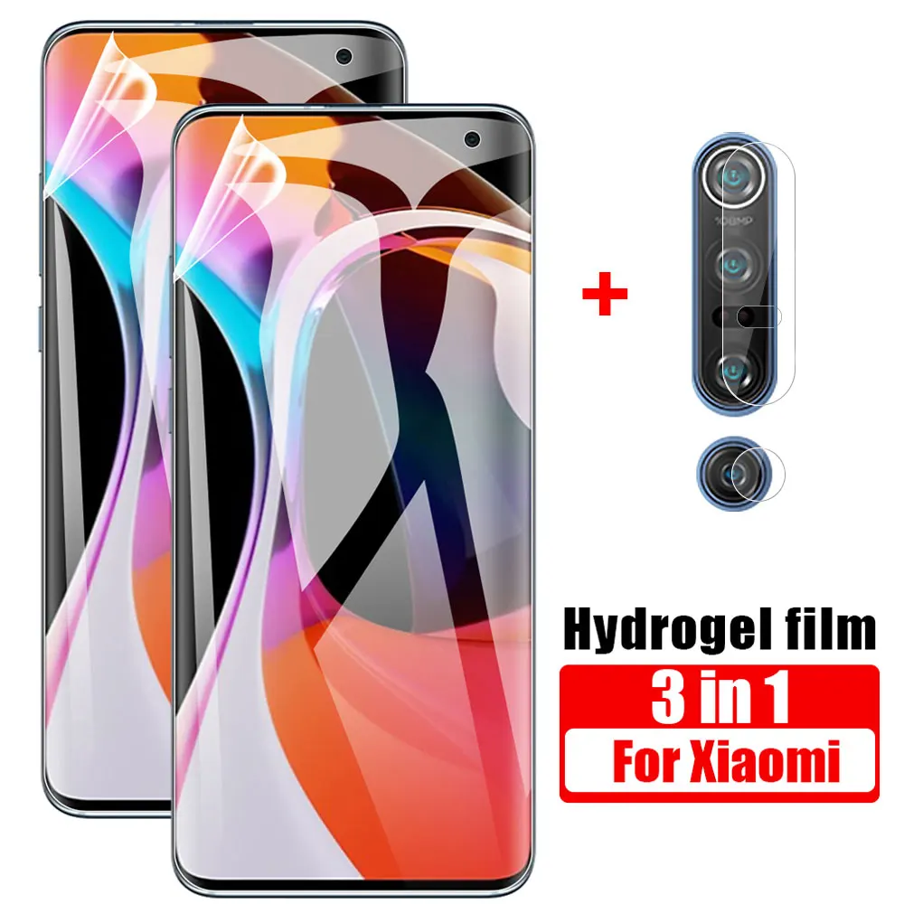 3 в 1 для Xiaomi Mi 10 Note Mi10 Pro Lite Гидрогелевая мягкая пленка Note10 защита экрана стекло