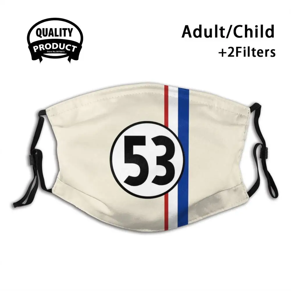 Модные модные маски с надписью «Love Bug», «Herbie Love Bug», «Автомобиль», забавный, потрясающий, полосатый, 53, жук, фильм, старый гоночный, гоночный, ви...