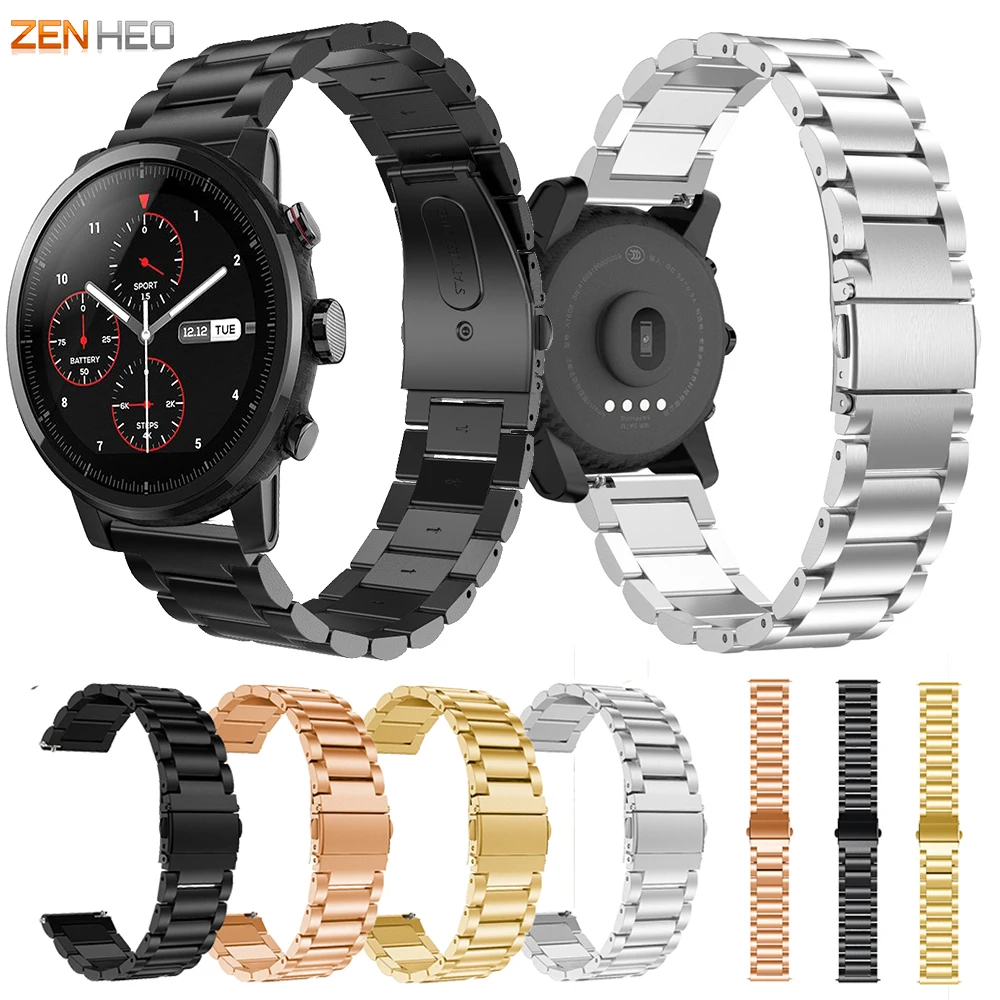 Ремешок из нержавеющей стали 22 мм для Xiaomi Huami Amazfit Pace Stratos 2 2S сменный Браслет часов