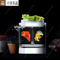 youpin geometry mini lazy fish tank pro smart touch charging self cleaning aquarium with 7 colors led light home office aquarium