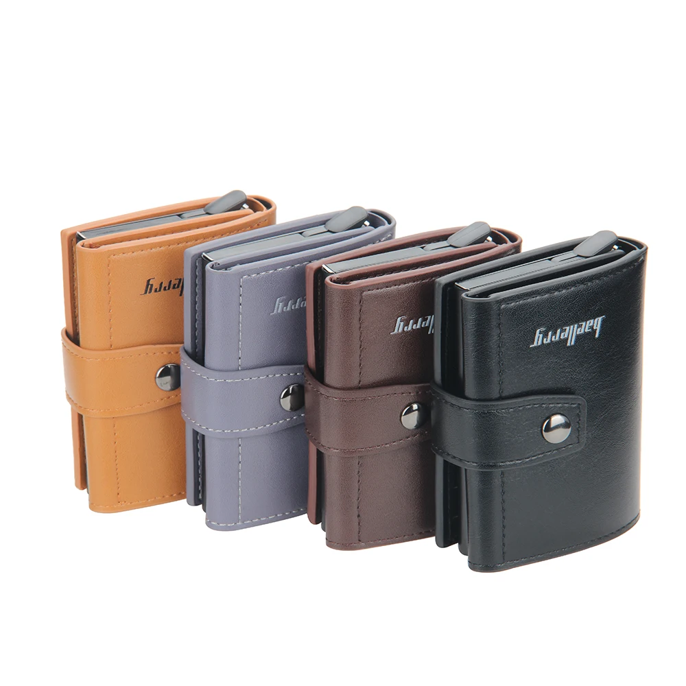 New RFID Blocking Protection Men Wallet ID Credit Card Holder Leather Metal Aluminum Business Bank Cardholder Purse | Багаж и сумки