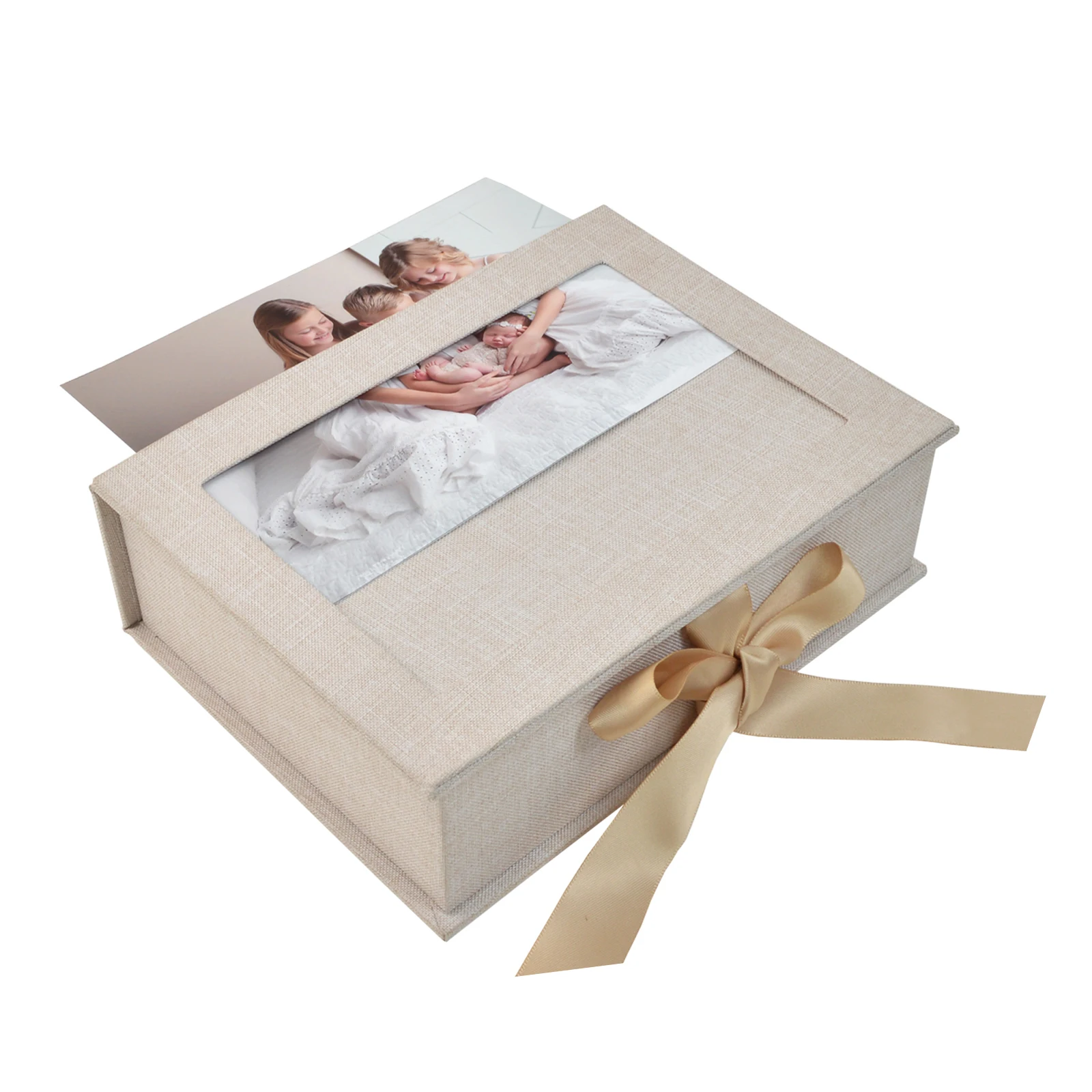 Wedding Photo Storage with Print Cover | Handmade  Linen  Photo Box