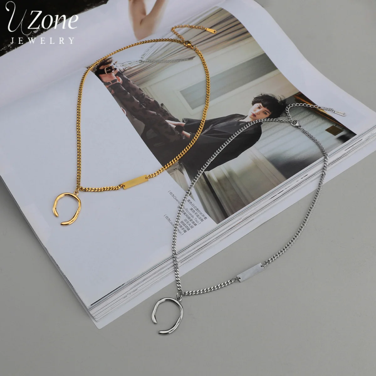 Геометрический полый Полукруглый дизайн UZone из нержавеющей стали модная