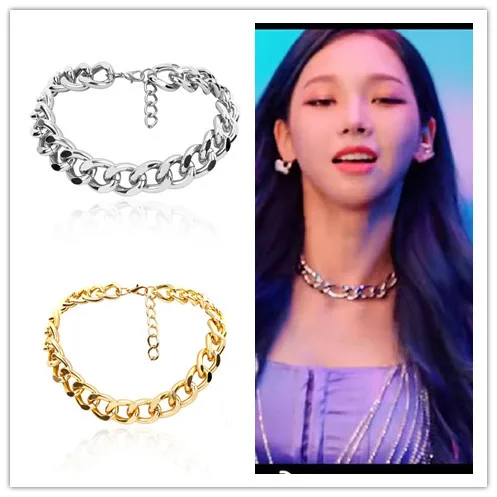 

KPOP AESPA KARINA BLACK MAMBA Silver/Gold Choker Chain Necklace