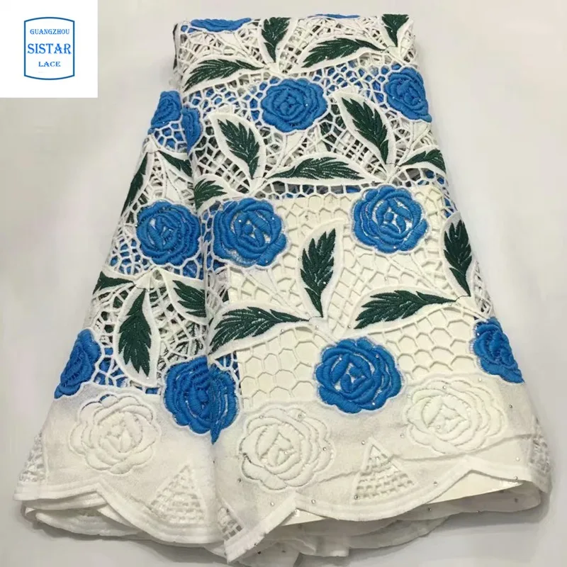 Nigerian Cord Lace Fabric Embroidery 2020 High Quality Blue African Cotton for Wedding Dress | Аксессуары для одежды