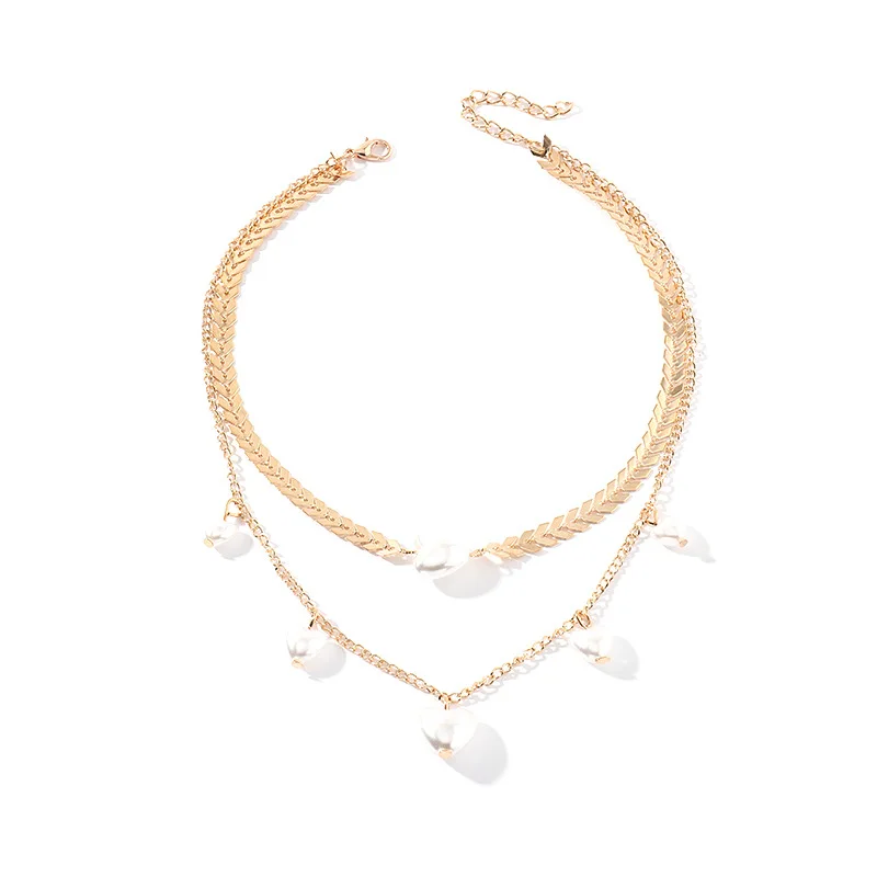 

Mother's day 2021 Cute little fresh double sautoir simple love pearl necklace Jewelry for women necklace for women