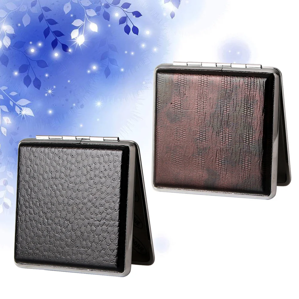 

2Pcs igarette Case Metal Clip PU Leather Closure Premium Tobacco Storage Box Cigarette Container for Men(Brown)