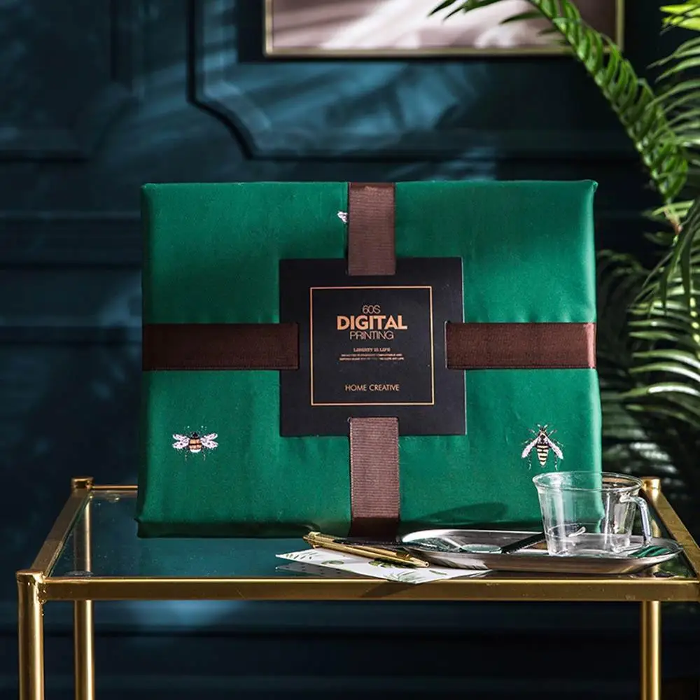 Комплект постельного белья из египетского хлопка с длинным штапером 50 зеленых