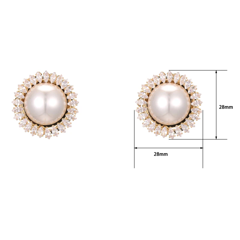 

Korea New White Imitation Pearls Round Stud Earrings for Woman Luxury Cz Crystal Statement Earrings Female 2021 Jewelry Gifts