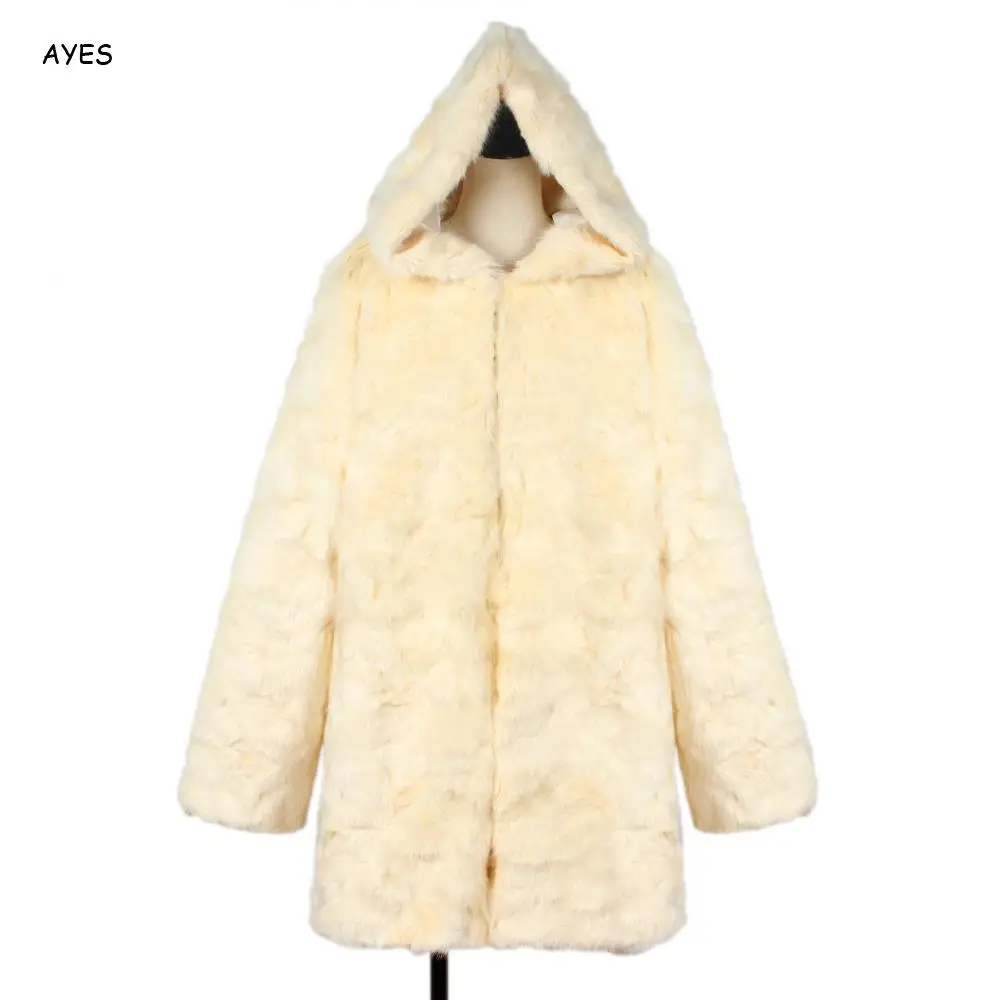 

Plus Size Fur Jacket Women Elegant Women Faux Fur Coat Hooded Streetwear Autumn Winter Warm Plush Teddy Coats Long Overcoat