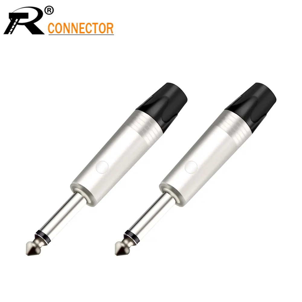 

10 шт. 1/4 "Разъем для мобильного телефона из цинкового сплава, разъем для аудио 6,35 мм Jack Mono в сборе, адаптер для микрофона