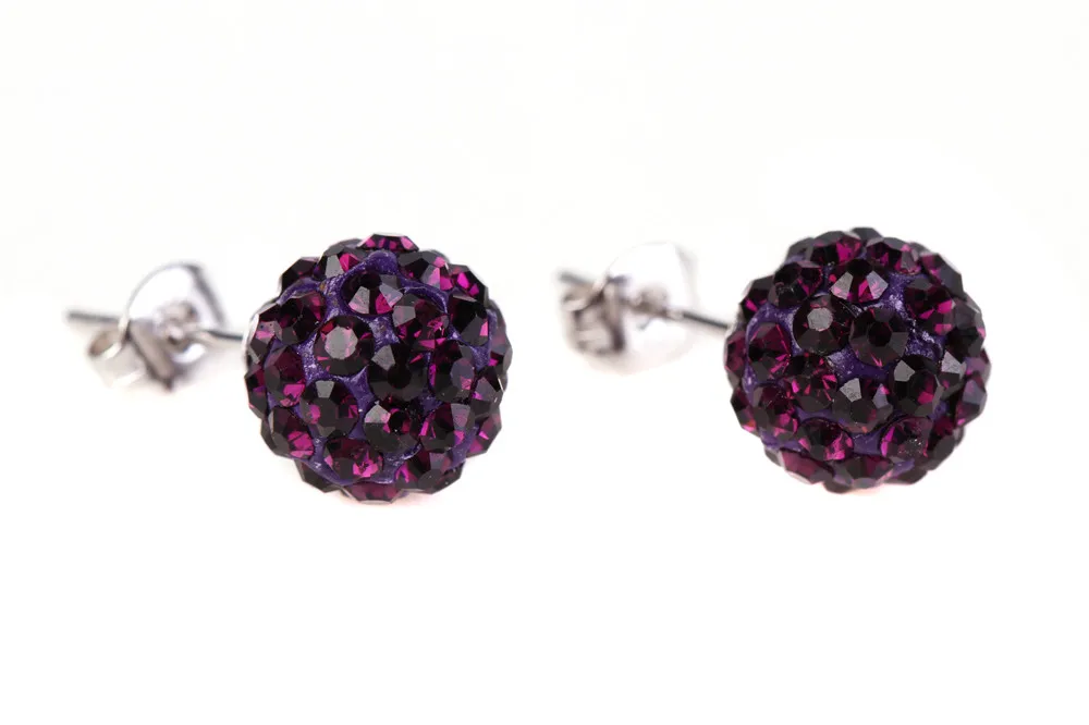 1Pair 925 Sterling Silver Czech Crystal Rhinestones Polymer Clay Ball 10mm Stud Earrings for Men and Women | Украшения и