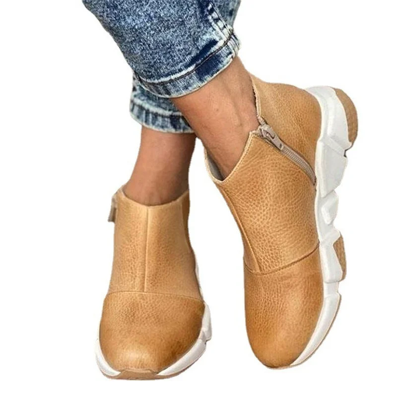 Europe 2022 New Women Ankle Boots Fashion Wedges Platform Shoes for Woman Botas De Mujer Solid Low Cut Plus Size 43 Women Boots