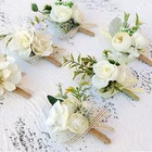 Брошь для корсажа, свадебная бутоньерка, значок с розами для жениха, отца, брата, лучшего мужчины, украшение для костюма, искусственный цветок, корсаж