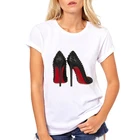 Модная забавная летняя футболка с принтом на высоком каблуке, женская футболка принцессы с коротким рукавом, дешевые женские топы