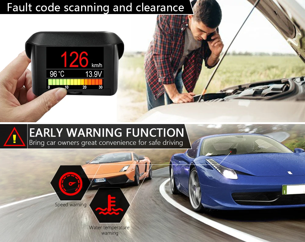 Автомобильный бортовой компьютер Ancel A202 Автомобильный цифровой Obd компьютер дисплей Спидометр расход топлива измеритель температуры