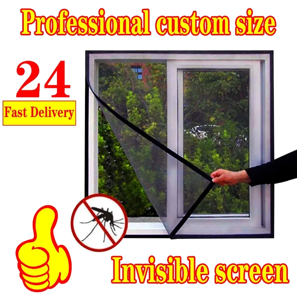 

Insect Window Screen Mesh,Indoor Anti Fly Curtain Tulle Summer Invisible Anti-Mosquito Removable Washable Customize Screen Net