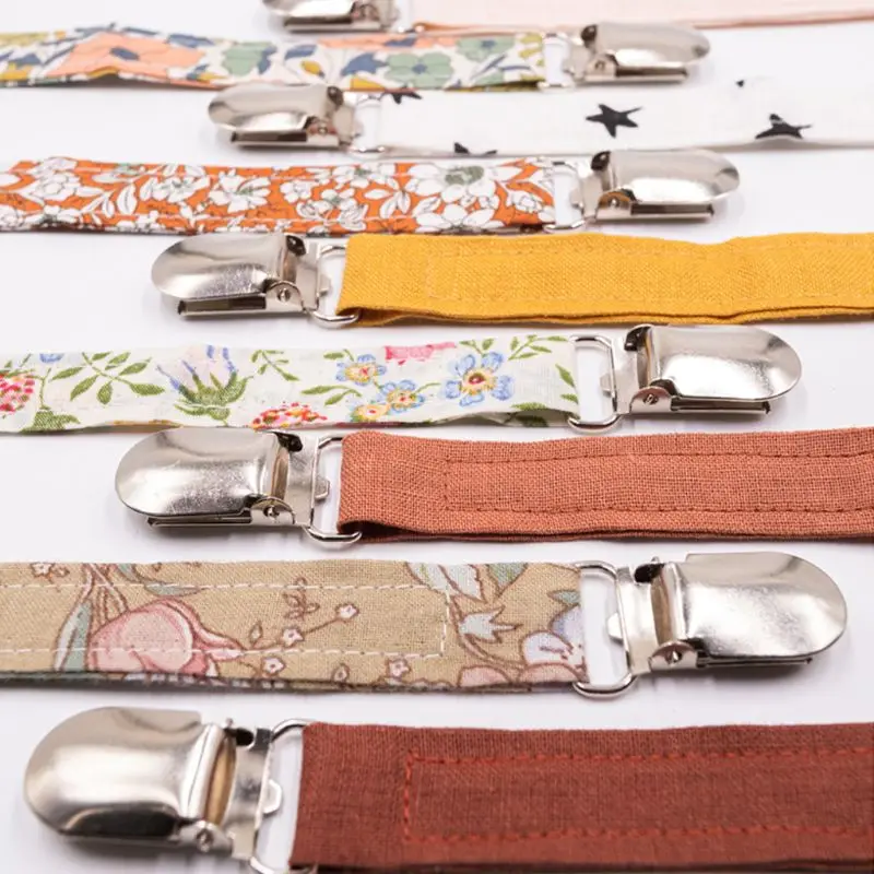 Clips para chupetes, Clip para chupete, cadena de algod&oacute;n de lino, soporte para dentici&oacute;n de beb&eacute;-0