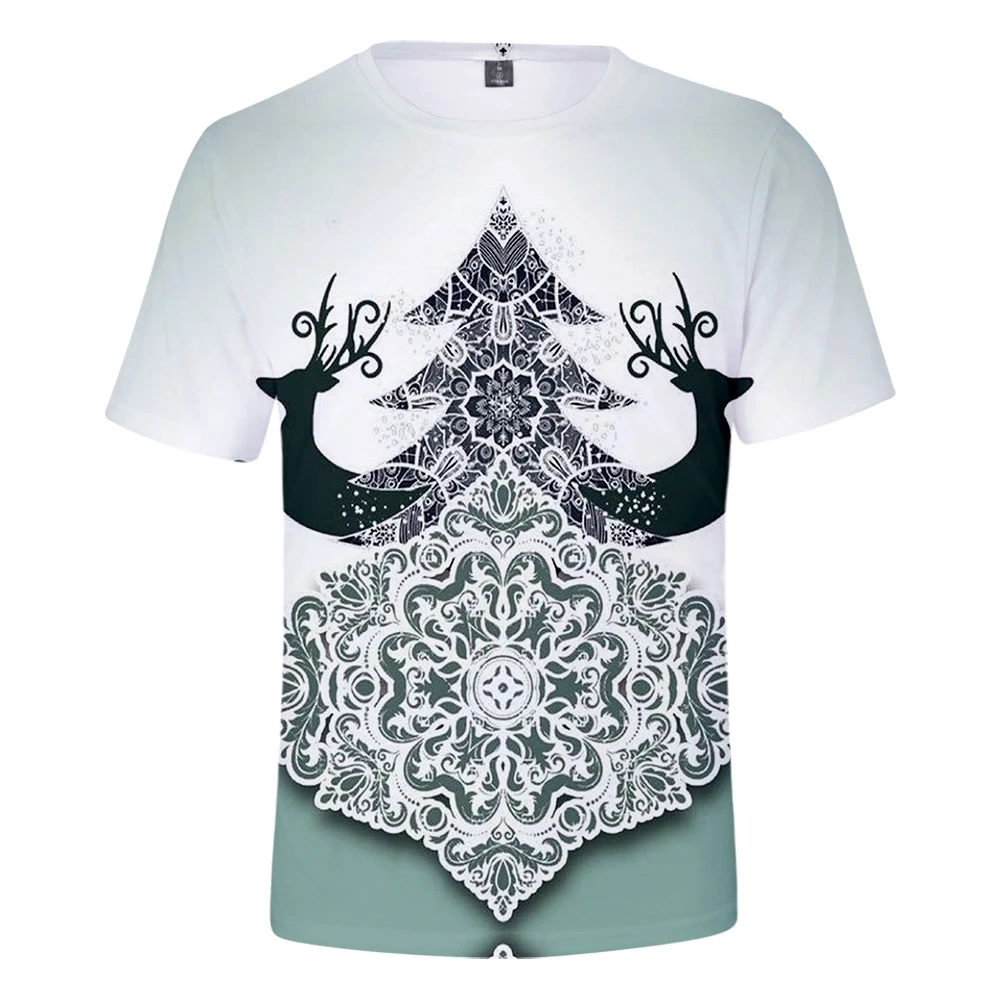 Рождественская футболка футболки с 3D принтом для женщин и мужчин летние коротким