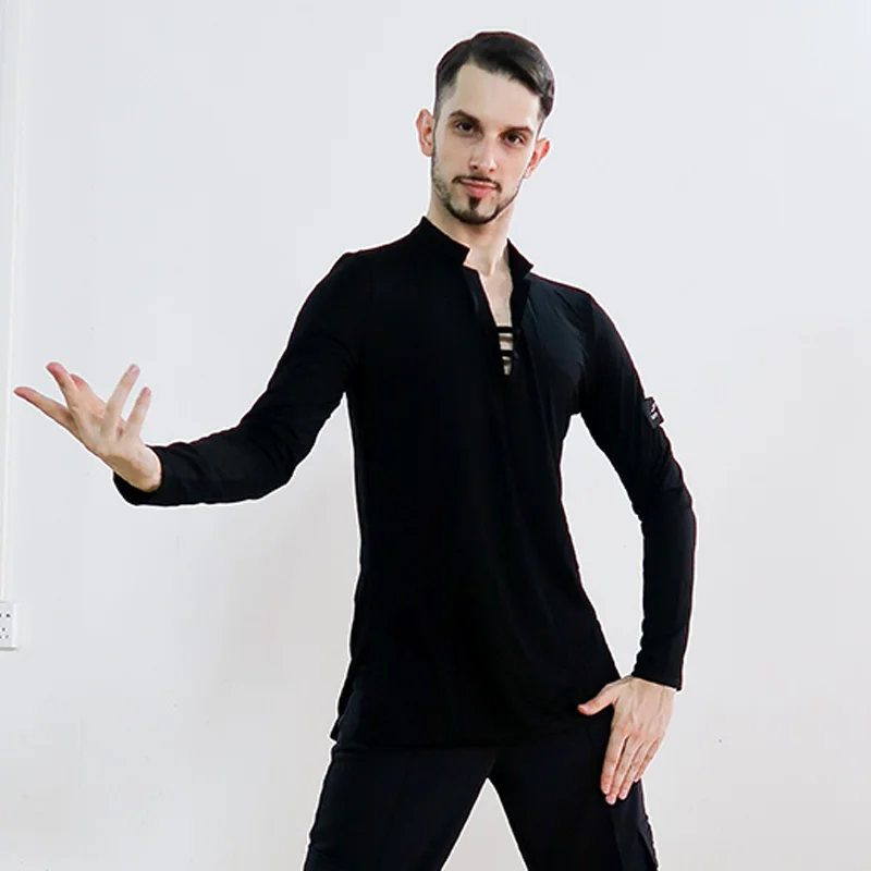 Одежда для латинских танцев Мужская осенняя и зимняя новая танцевальная рубашка