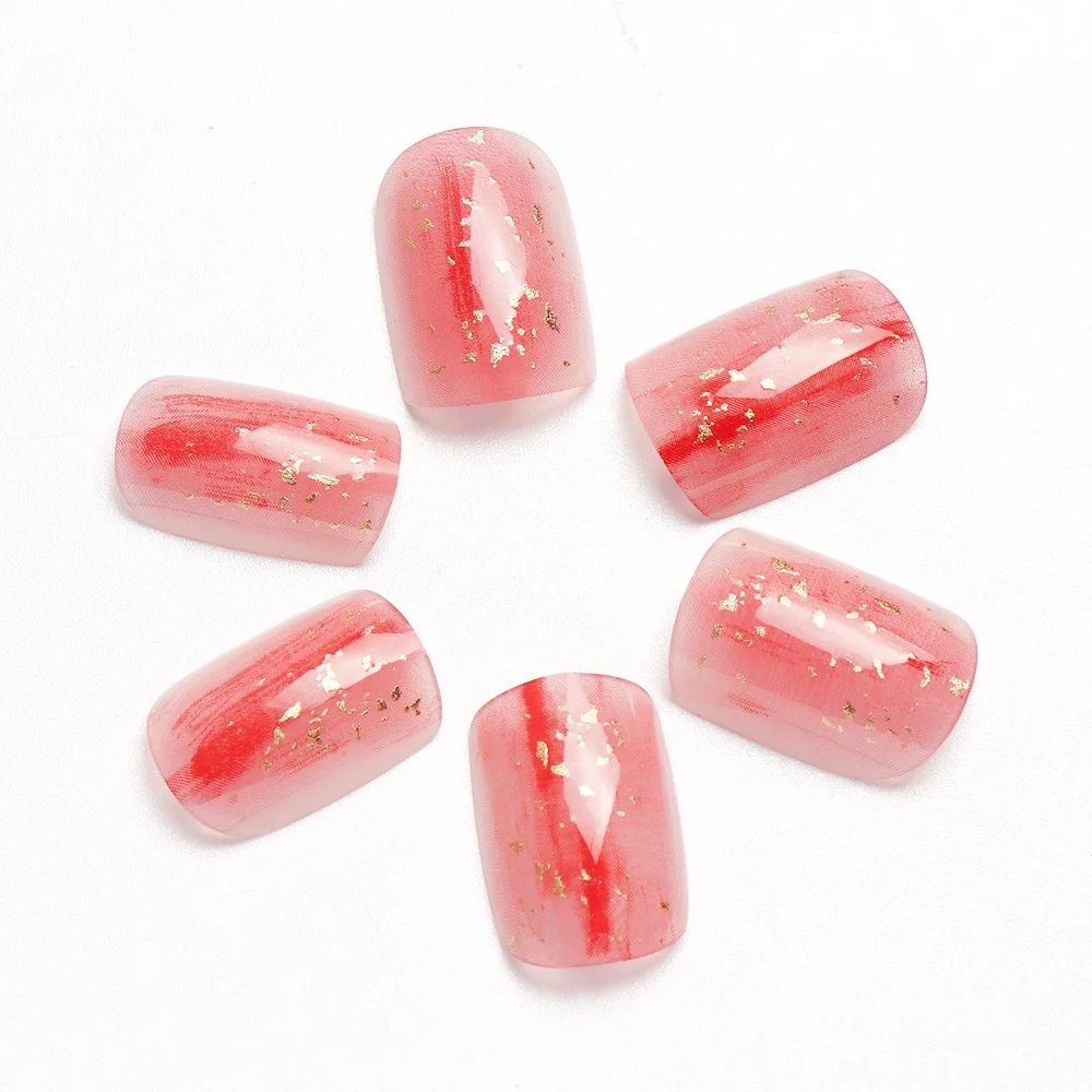 24 шт. накладные ногти элегантные свежие твердые квадратные короткие полное