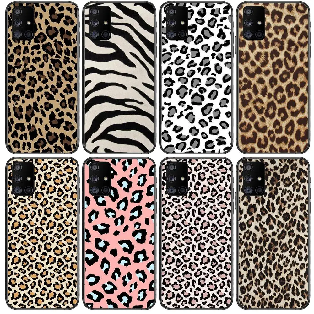 

Luxury Sexy Leopard Print Phone Case Hull For Samsung Galaxy A50 A51 A20 A71 A70 A40 A30 A31 A80 E 5G S Black Shell Art Cell Cov