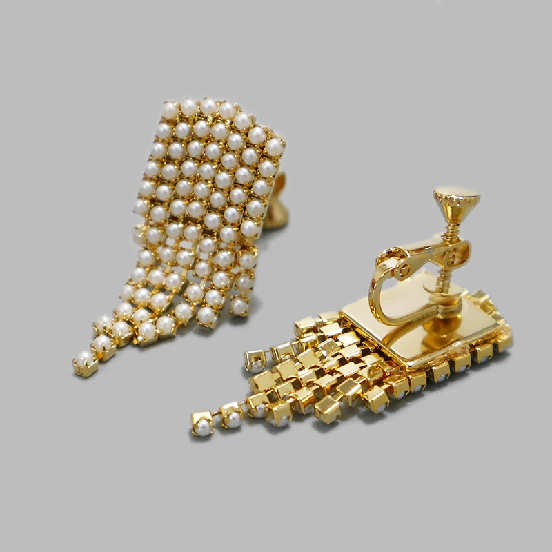 

High sense of French retro baroque female accessories tassel earrings multi-layer ear clip
