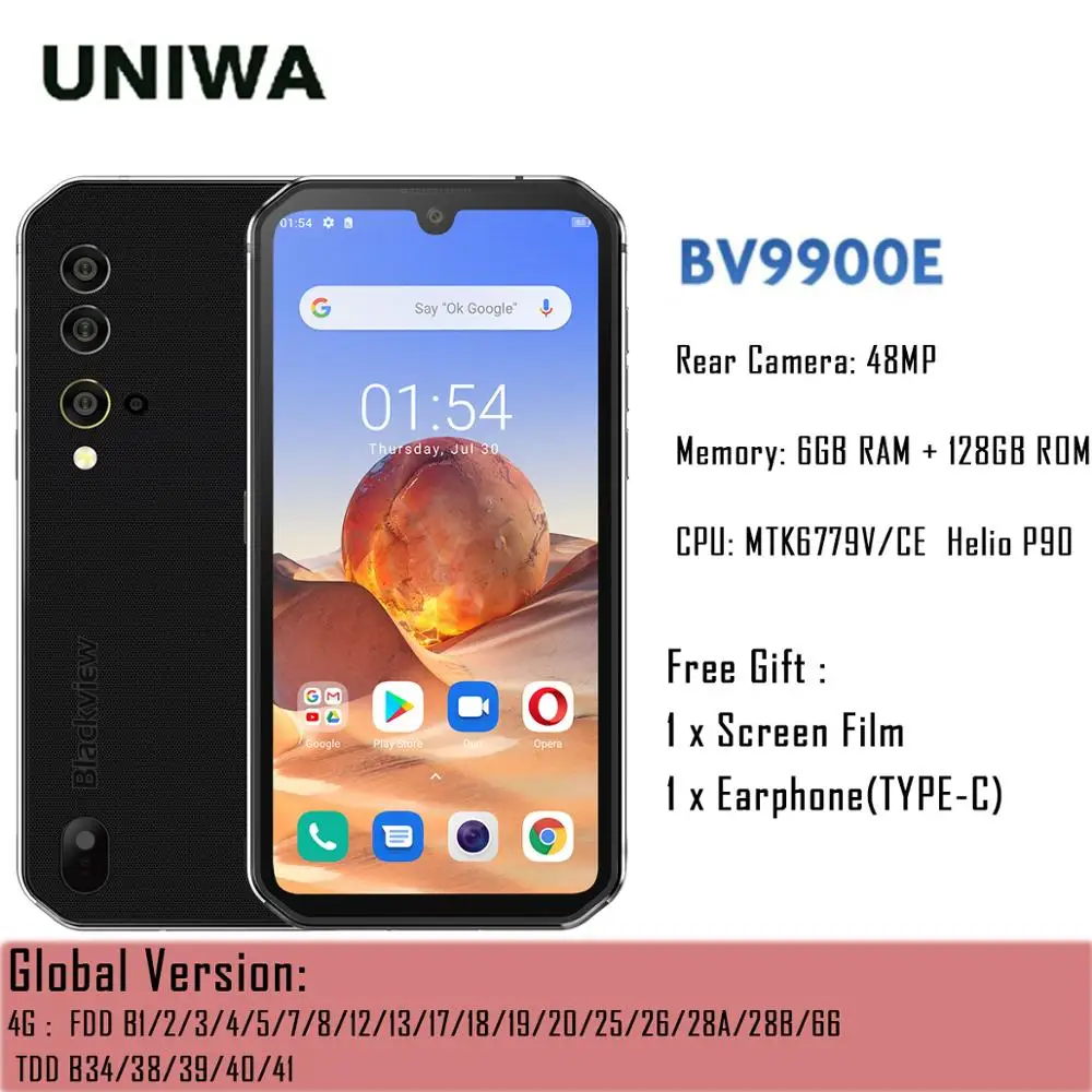 Смартфон Blackview BV9900E Helio P90 IP68 6 + 128 гб NFC Android 10 4380 мач 48 мп|Смартфоны| |