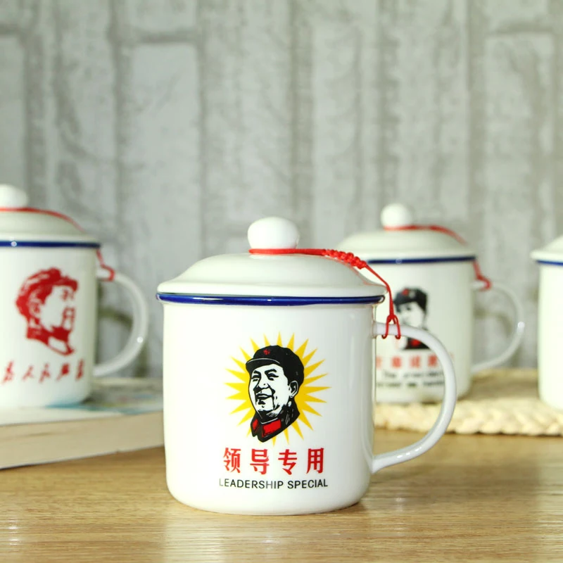 

Китайская ретро-кружка 450 мл, кофейные кружки, посуда для напитков для кемпинга, белая фарфоровая чайная чашка Mr Mao, кружка для кофе, молока, ч...