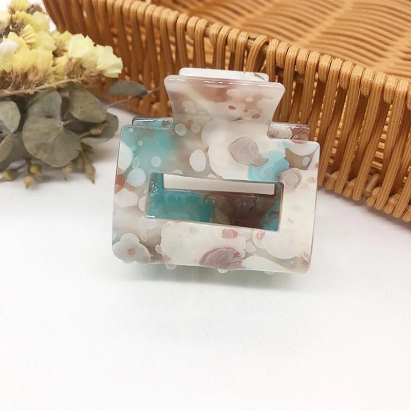 

Geometric Graffiti Acetate Hair Claw Clamps For Women Girl Hair Crab Flower Hair Clip Claws Solid Color Accessories Hairpin