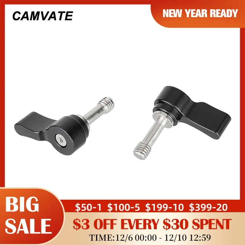 

CAMVATE 2 Pieces Standard M6 Threading Ratchet Wingnut Assembly Rotating Knob For Camera Rig,Cage Rig,QR Plate, Shoulder Support