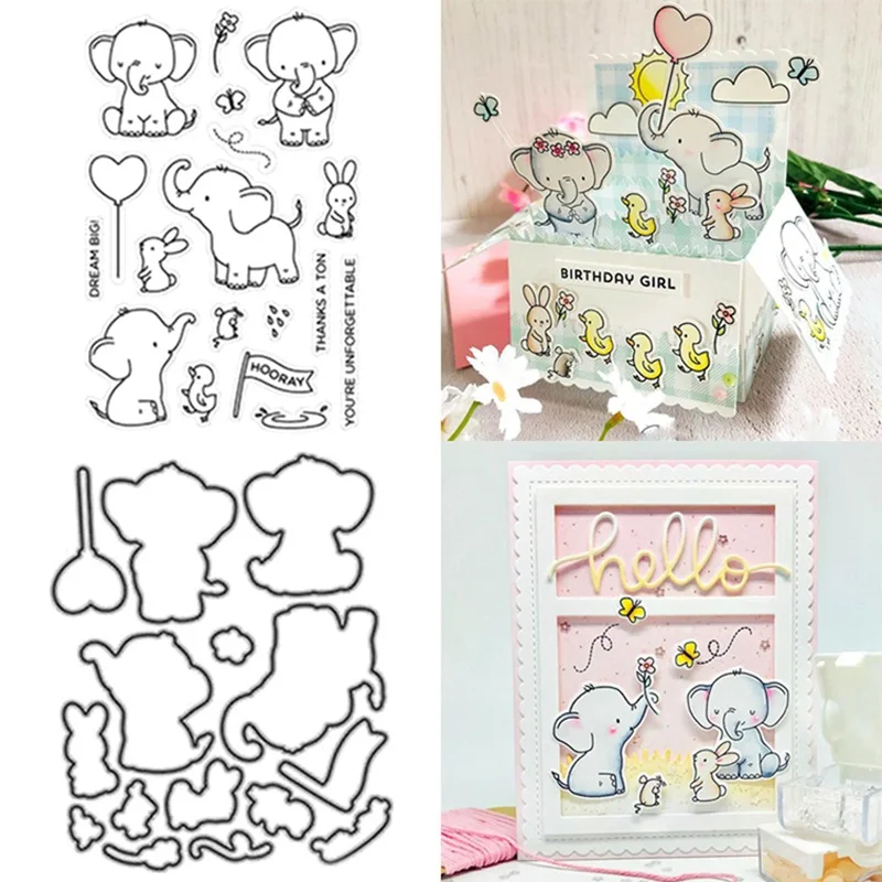 С рисунками животных Рисунком Слона Животных Ножи пресс форм прозрачный печать