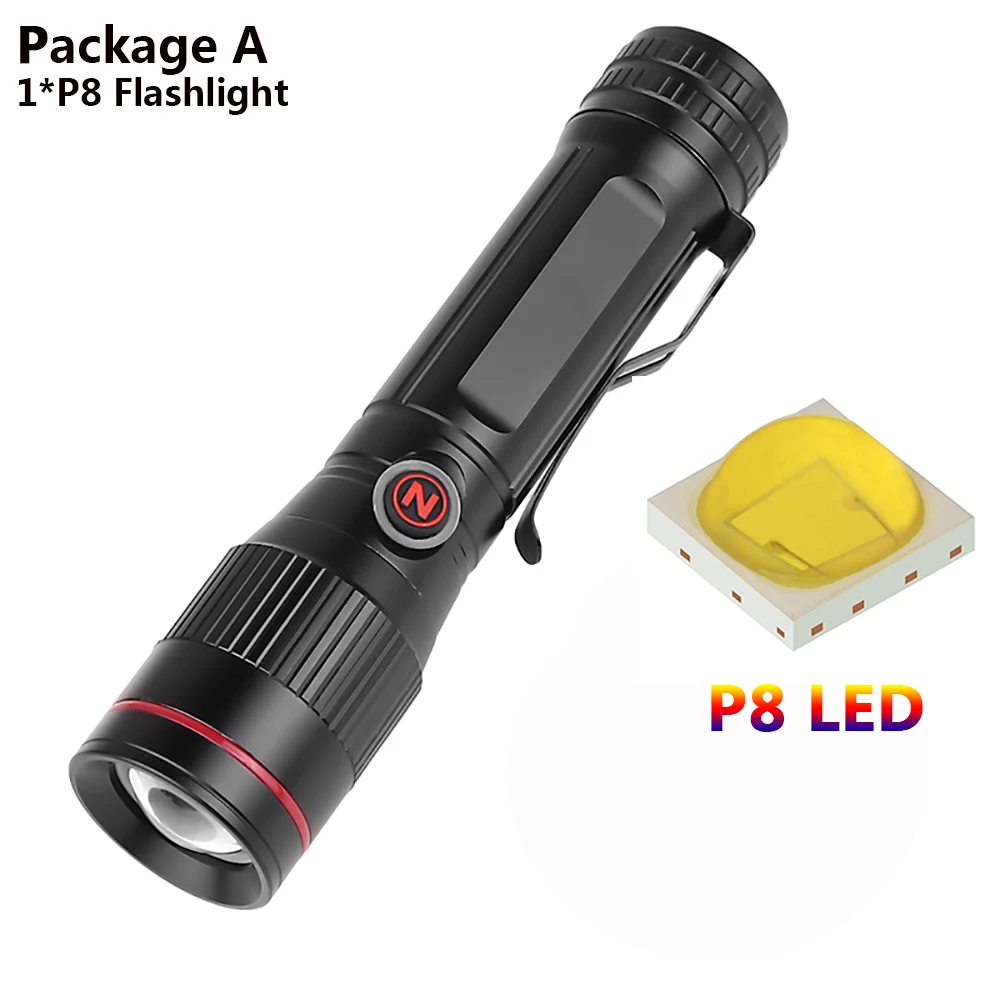 Package A P8 светодиодный фонарь высокой мощности специальный z-образный свет USB Перезаряжаемый мигающий фонарик водонепроницаемый легко носить с собой на открытом воздухе - Испускаемый цвет: Package A