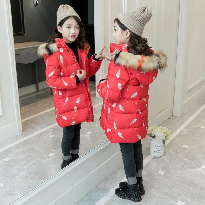 Новинка 2020 детская зимняя куртка с меховым воротником для девочек теплая длинная