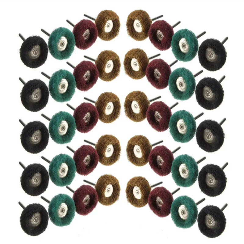 

40pcs Scouring Pad Brush Nylon Abrasive Brush Fiber Grinding Sanding Head Buffing Polishing Wheel for Dremel Accessories Tools