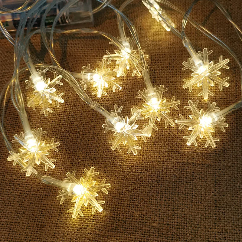

1.5M Snowflakes Xmas Tree LED String Lights Garland Snowman Christmas Decorations for Home Fairy Light Noel 2022 New Year