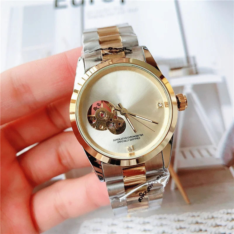 

Luxury Brand Woman Mechanical Watches Gold And Silver Mixed Stainless Steel Mechanica Stainless steel mechanical Women Men Watch