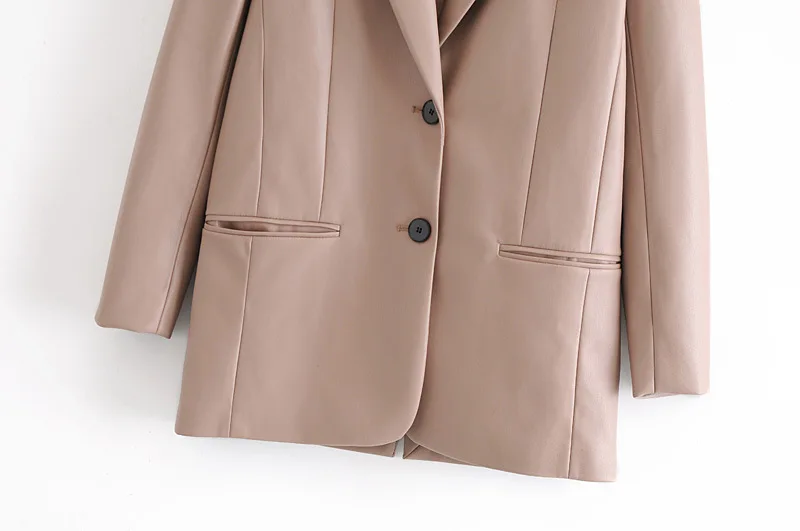 Новый осенний блейзер для женщин в винтажном стиле куртка из искусственной кожи