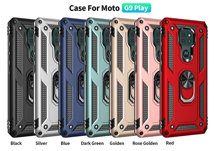 

Armor Shockproof Magnetic Phone Case For Motorola G9 G8 G7 G6 Power Plus Play Lite Luxury With Ring Kickstand Protection Cover