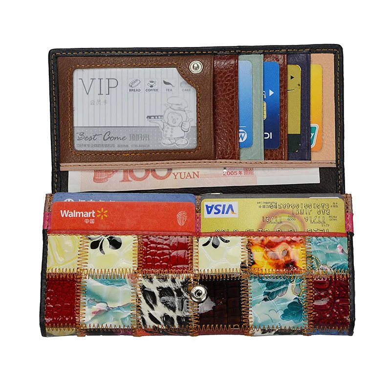 

2020 New Fashion Genuine Leather Women Wallet Female Hasp Purse Long Coin Purses Ladies Plaid Wallet Cowhide Long Purse