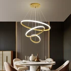 Современное кольцо подсвечник светодиодный потолочный круг черный люстра чердак гостиная столовая кухня Внутреннее освещение