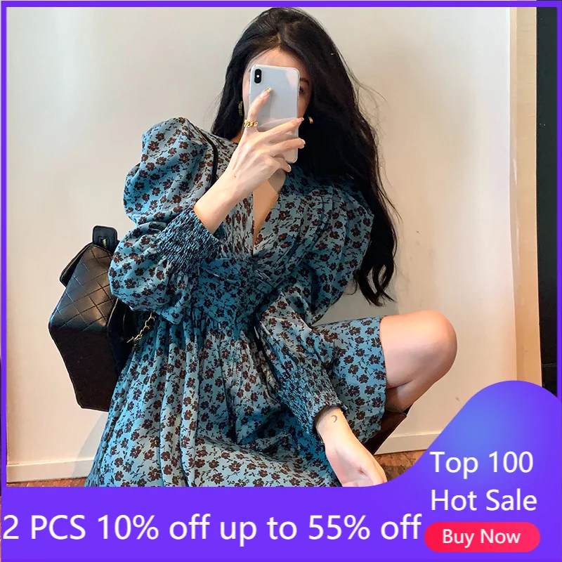 

Шифоновое Платье-миди с V-образным вырезом и цветочным принтом