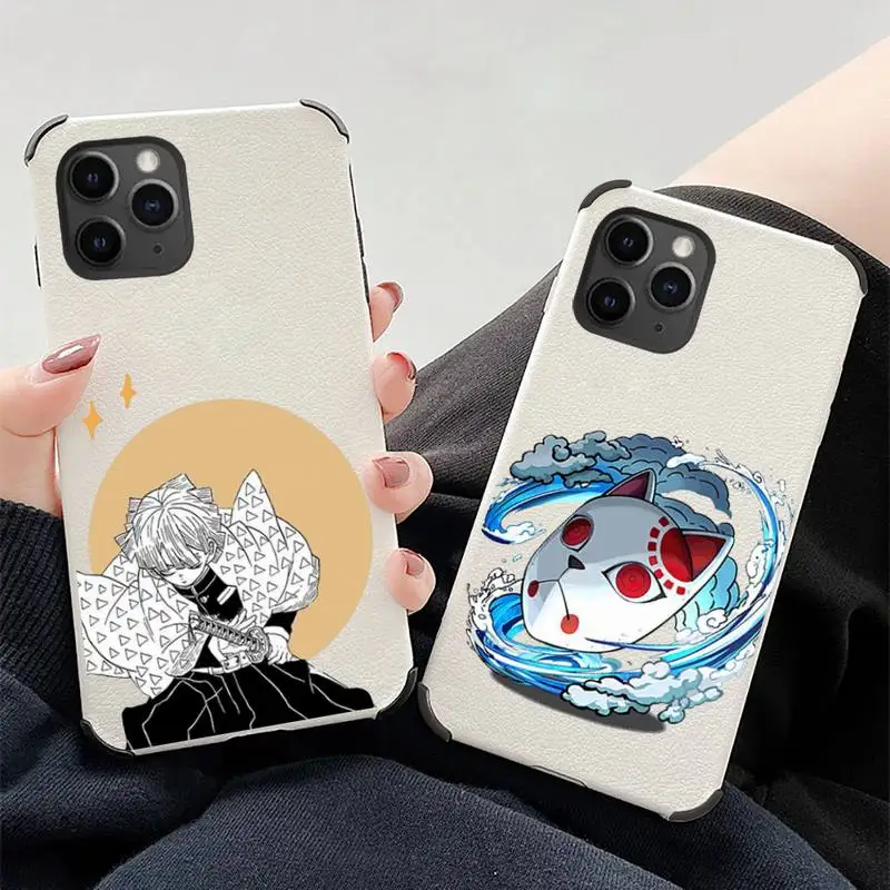 

Demon Slayer Phone Case Lambskin Leather For iphone 12 11 8 7 6 XR X XS PLUS MINI PLUS PRO MAX Shockproof