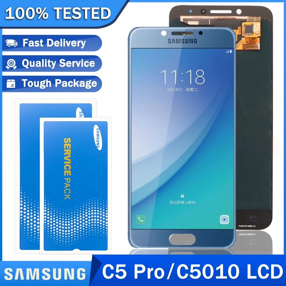 Оригинальный дисплей 5 2 ''AMOLED для SAMSUNG Galaxy C5 Pro C5010 ЖК с сенсорным экраном