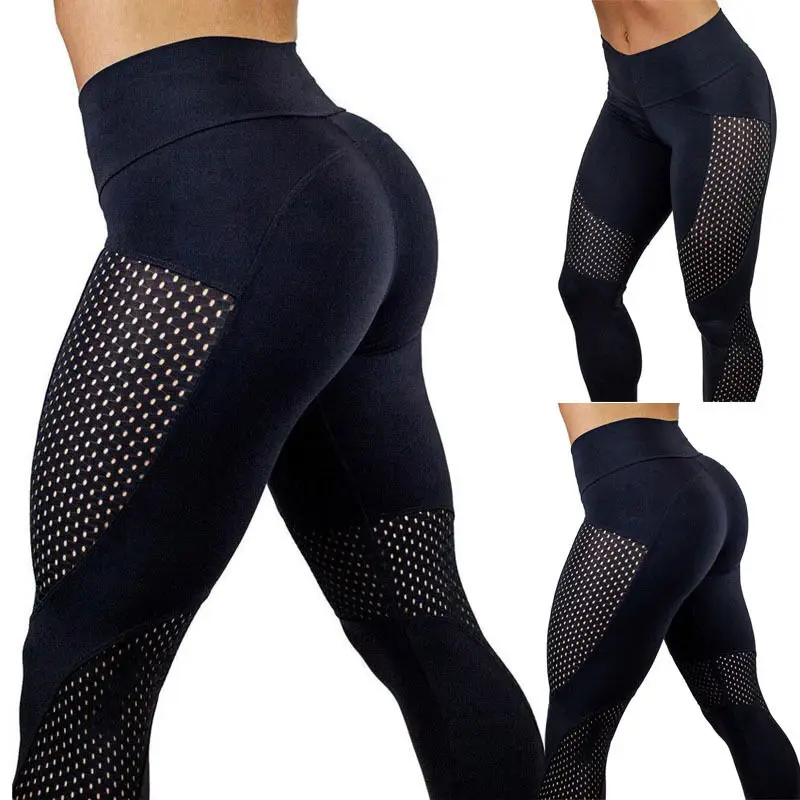 Новые женские сетчатые брюки быстросохнущие с высокой талией для тренажерного