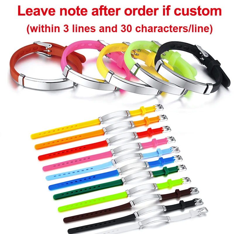 vnox personalize kids baby id bracelets soft silicone rudder stainless steel children girls boys custom emergency name phone free global shipping