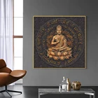 Винтажные коричневые статуи Будды, картины на холсте, религиозные постеры и принты, настенные художественные картины для гостиной, домашний декор