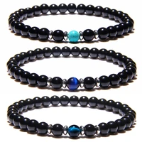 2021 new bracelets for women 6mm natural tiger eye stone black gallstone beads magnetic health protection jewelry best friends